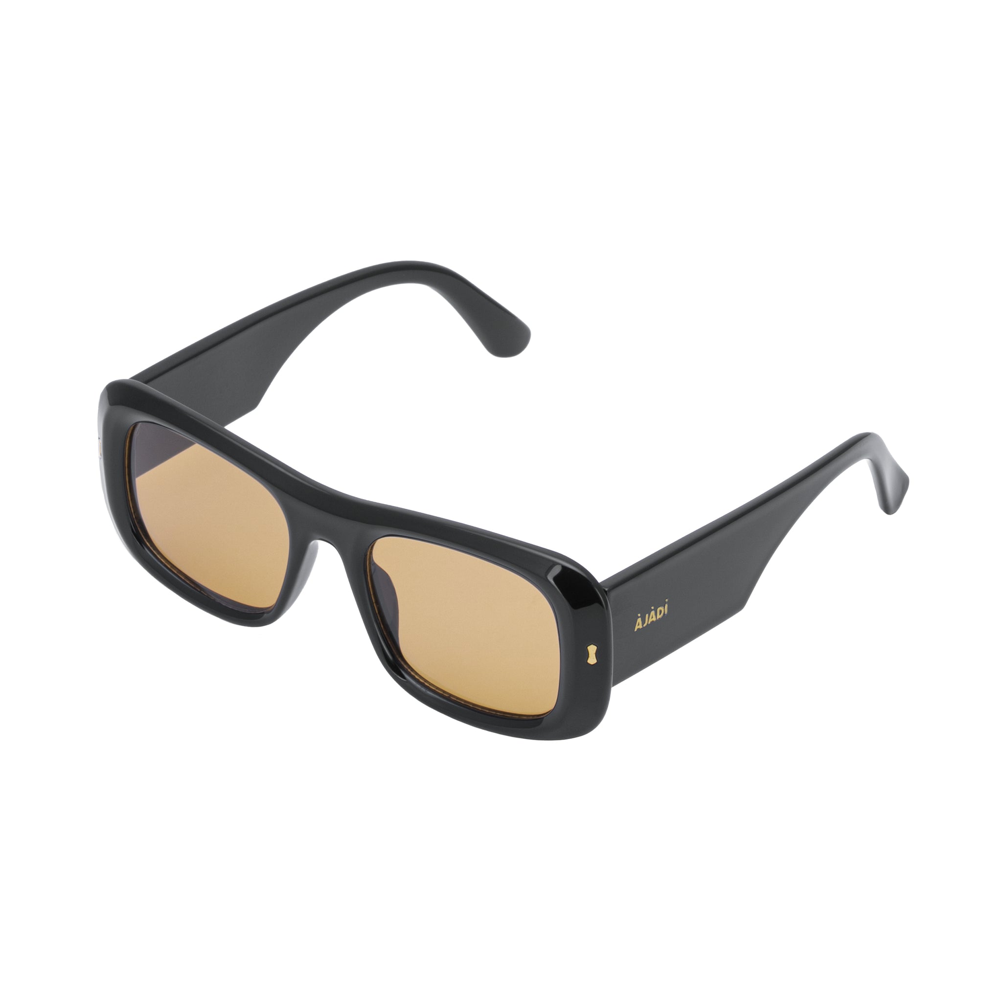 Ajadi Large Yellow Tint Sunglasses in Black