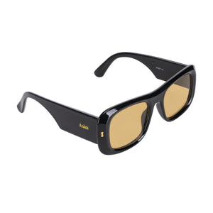 Ajadi Large Yellow Tint Sunglasses in Black