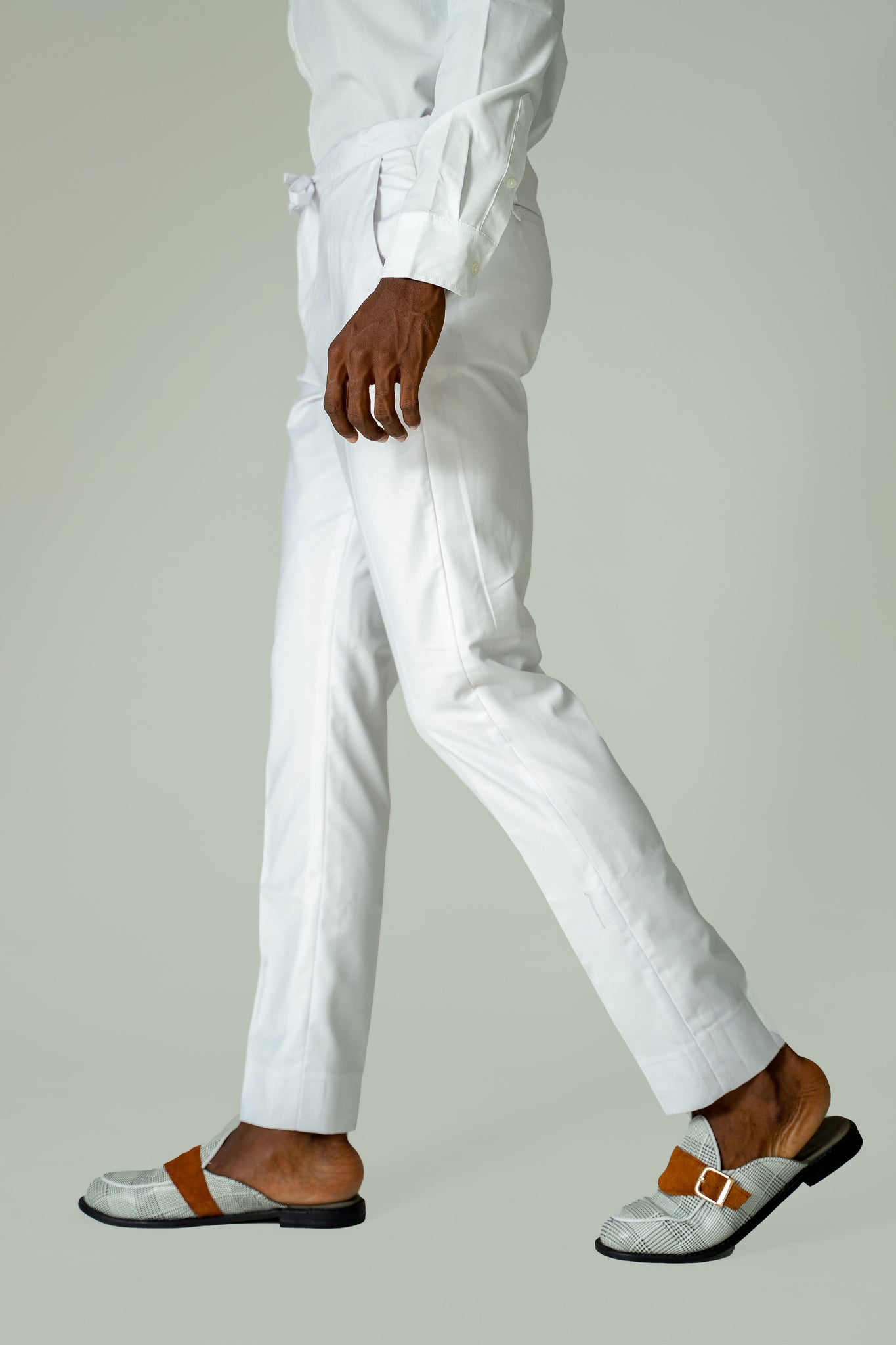 Wool Drawstring Pants in White