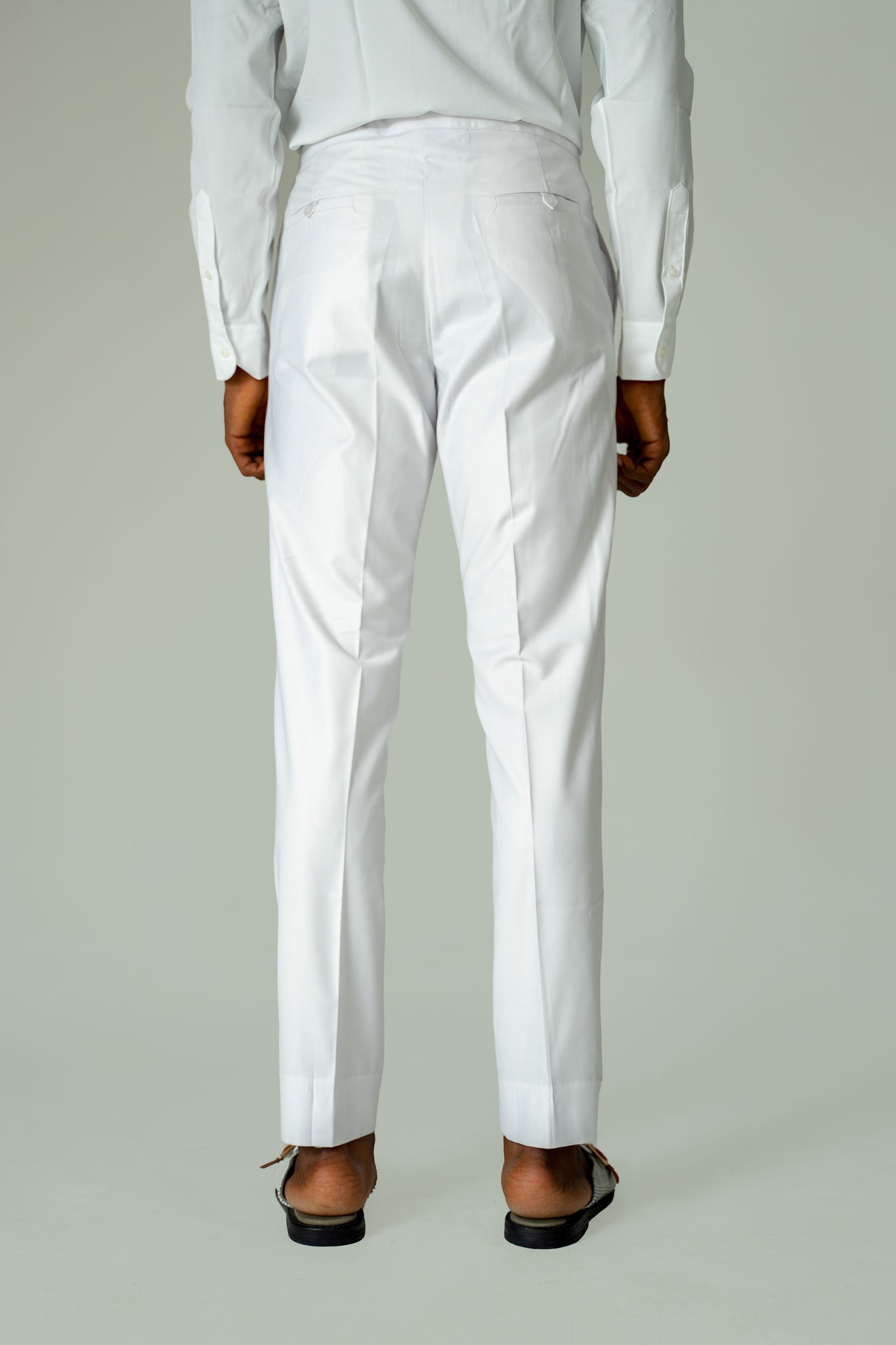 Wool Drawstring Pants in White