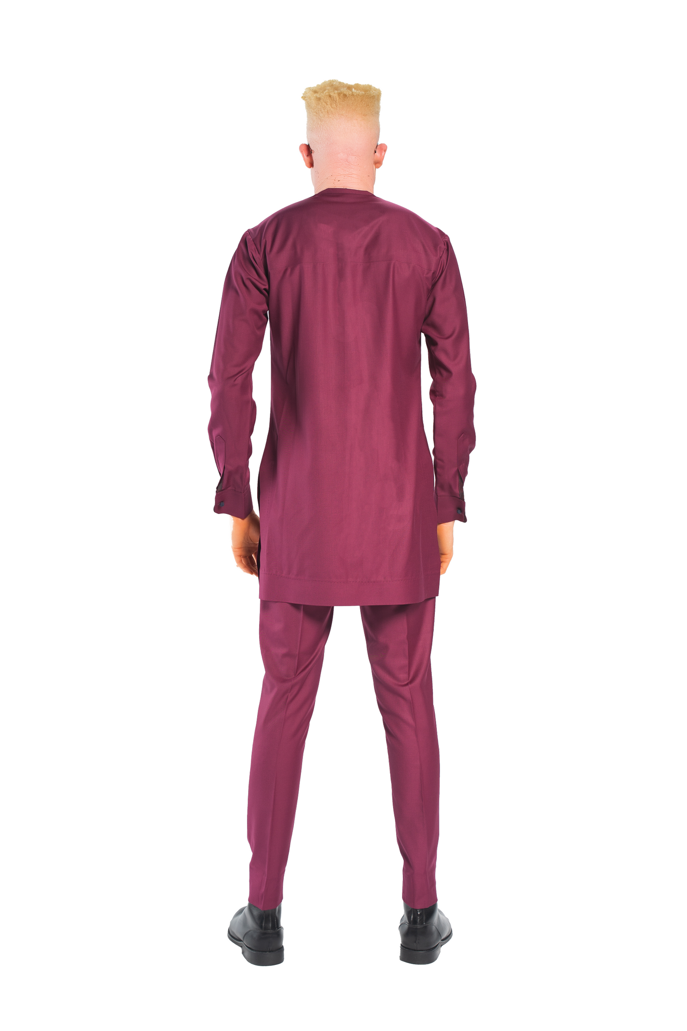 Standard Length Long Sleeve Wool Matching Set in Burgundy