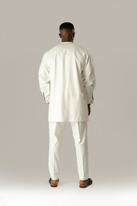 Standard Length Long Sleeve Wool Matching Set in Cream