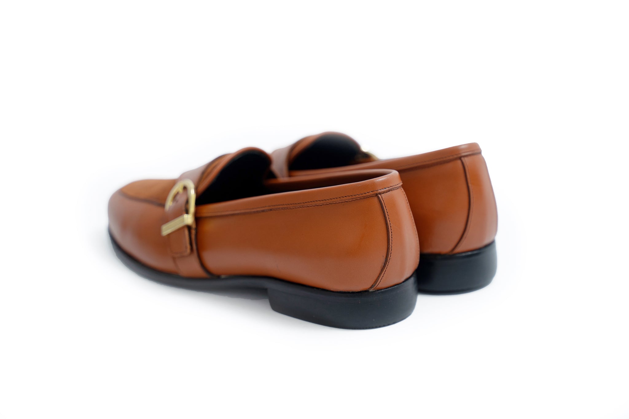 Ajadi Loafers in Brown Leather with Brown Suede and Strap Buckle