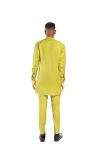 Standard Length Long Sleeve Wool Matching Set in Lime Green