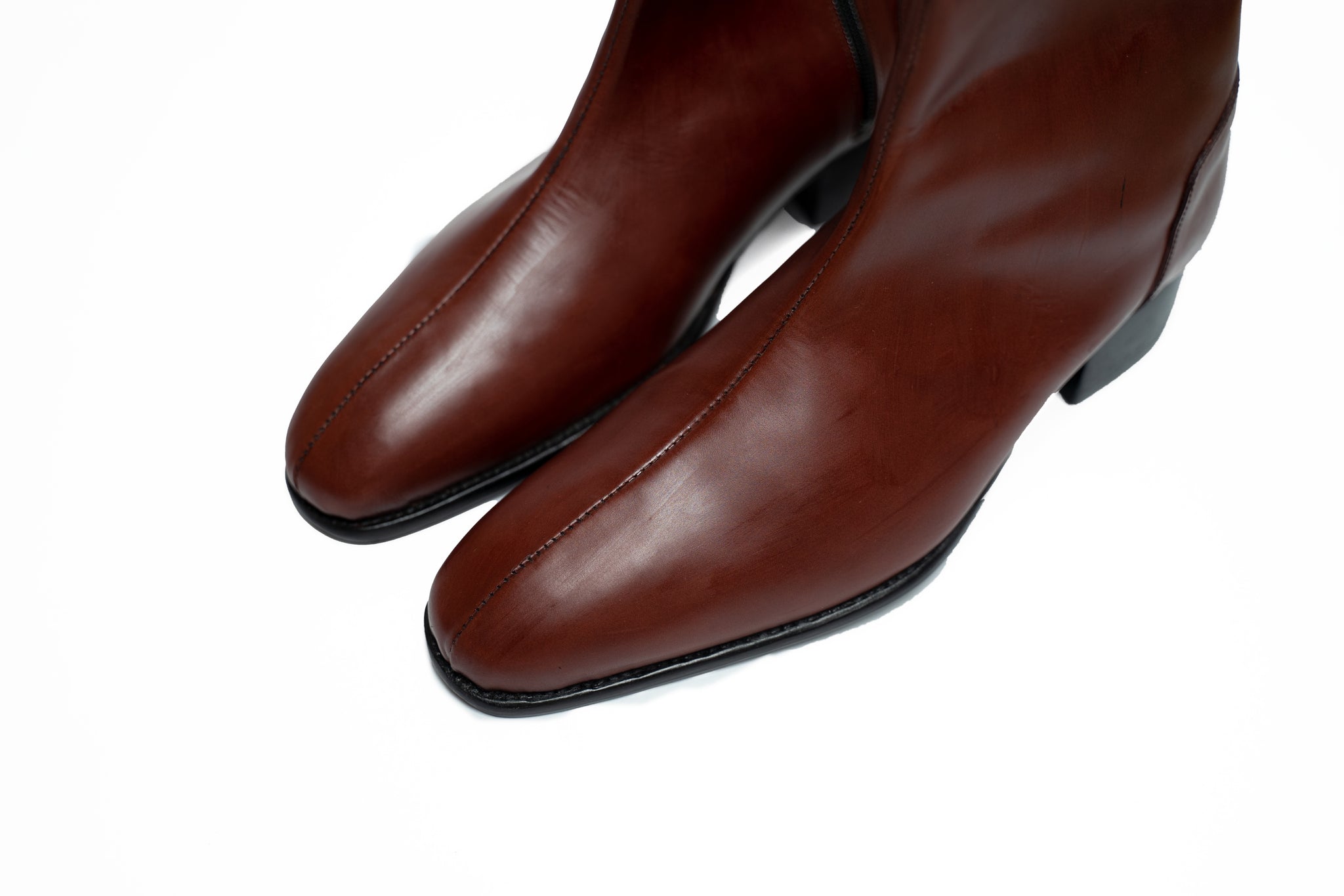 Ajadi Senior Man Boots in Brown Leather with Side Zipper and Cuban Heel