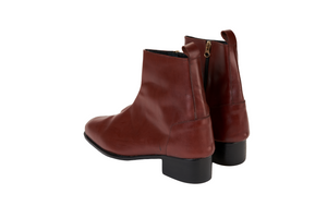 Ajadi Senior Man Boots in Brown Leather with Side Zipper and Cuban Heel