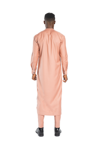 Extended Length Long Sleeve Wool Matching Set in Peach