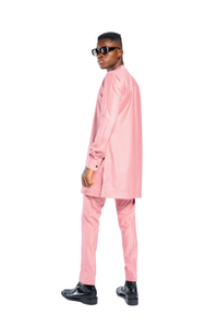 Standard Length Long Sleeve Wool Matching Set in Pink