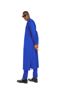 Extended Length Long Sleeve Wool Matching Set in Royal Blue