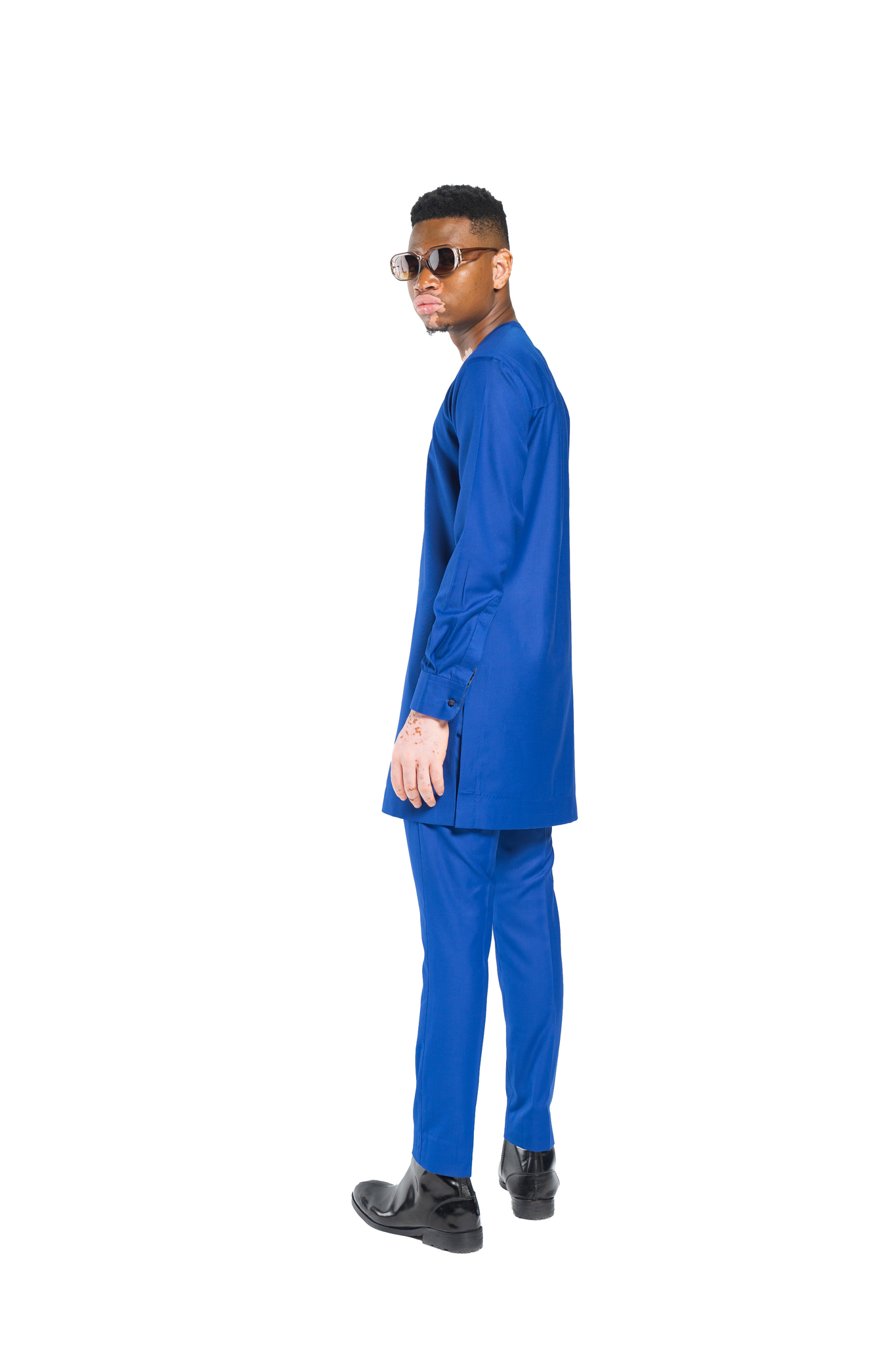 Standard Length Long Sleeve Wool Matching Set in Royal Blue