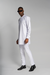 Standard Length Long Sleeve Wool Matching Set in White