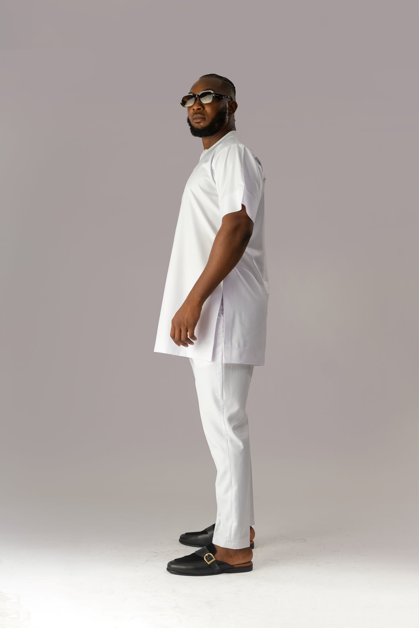 Standard Length Short Sleeve Wool Matching Set in White