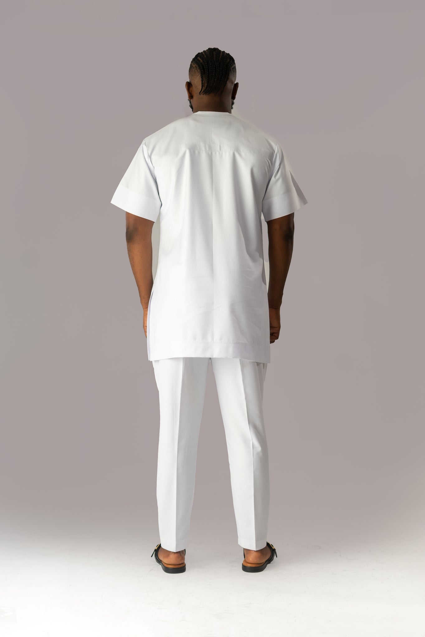 Standard Length Short Sleeve Wool Matching Set in White