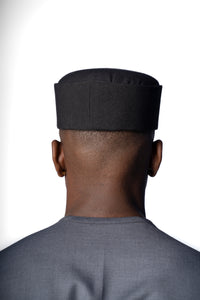 Traditional Hand Woven Cotton Awolowo Fila Hat in Black