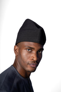 Traditional Hand Woven Cotton Gobi Fila Hat in Black