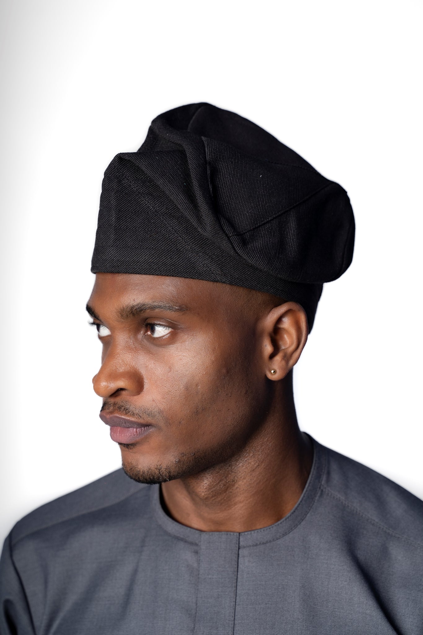 Traditional Hand Woven Cotton Gobi Fila Hat in Black