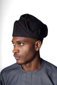 Traditional Hand Woven Cotton Gobi Fila Hat in Black