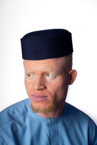Traditional Hand Woven Cotton Awolowo Fila Hat in Navy