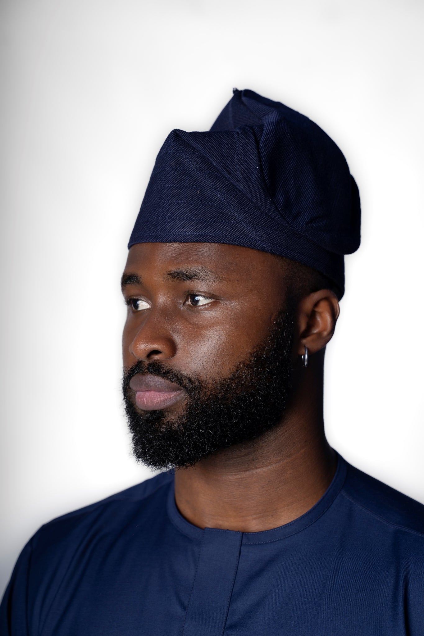Traditional Hand Woven Cotton Gobi Fila Hat in Navy
