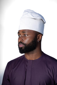 Traditional Hand Woven Cotton Gobi Fila Hat in White